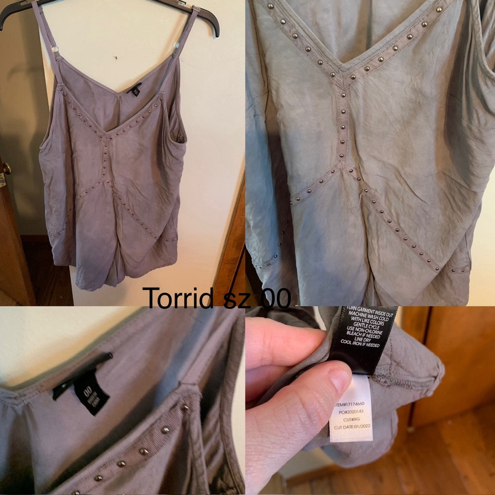 Grey studded V-neck cami